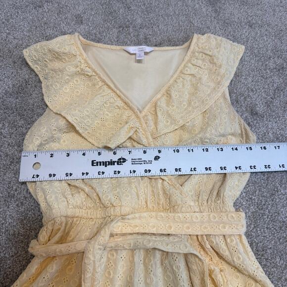 LC Lauren Conrad small eyelet faux wrap ruffle belted dress D4 2411 - Picture 4 of 12